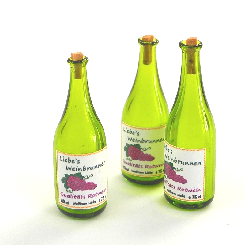 Weinflasche aus grünem Glas, 1 Stück