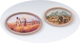 Bilder, oval, Puppenstubenminiatur 1zu12