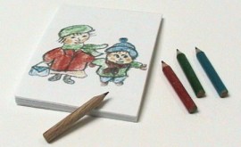 Buntstifte mit Block, Puppenstubenminiatur 1zu12