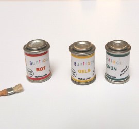Farbdose mit Deckel, Puppenstubenminiatur im Maßstab 1zu12