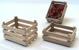 Obstkiste, flach, Puppenstubenminiatur in 1zu12